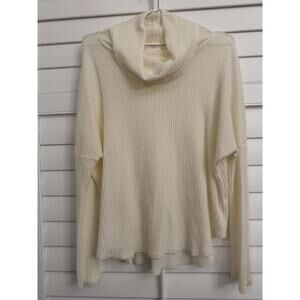 Everly white waffle‎ knit cowl neck sweater size Medium